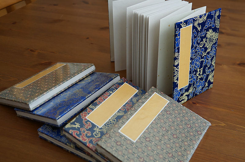 Handcrafted Accordion Book with Fabric Cover – Chinese Rice Paper Journal (Multiple Sizes)