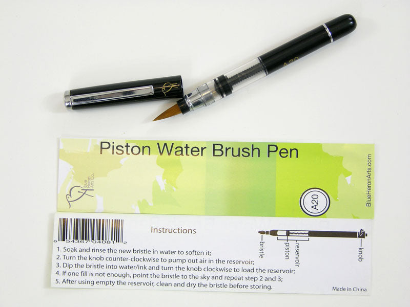 Set of 2 Pocket Version Synthetic Water or Ink Brush Pens with Piston-Filler