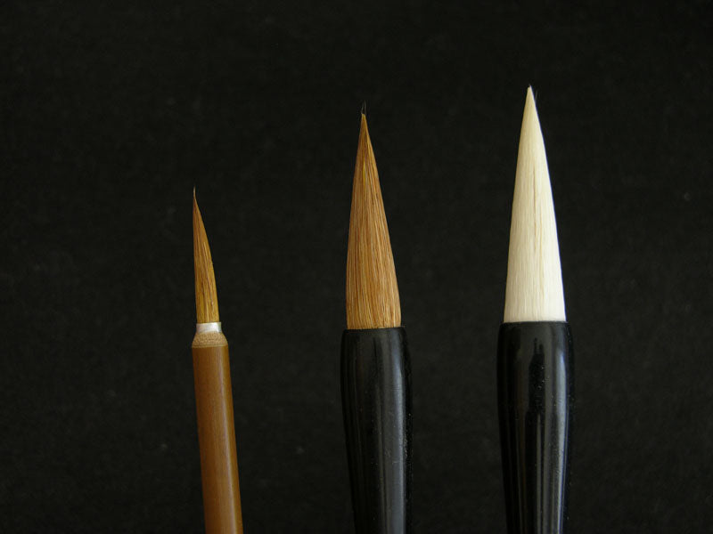 Three Essential Brushes for Chinese Painting or Sumi-e (Set of 3, Also Sold Individually)