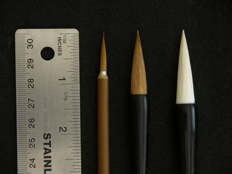 Three Essential Brushes for Chinese Painting or Sumi-e (Set of 3, Also Sold Individually)