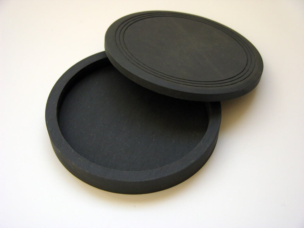 Inkstone Sumi Ink Grinding Stone with Lid – Natural Charcoal Stone, 4.75" Round