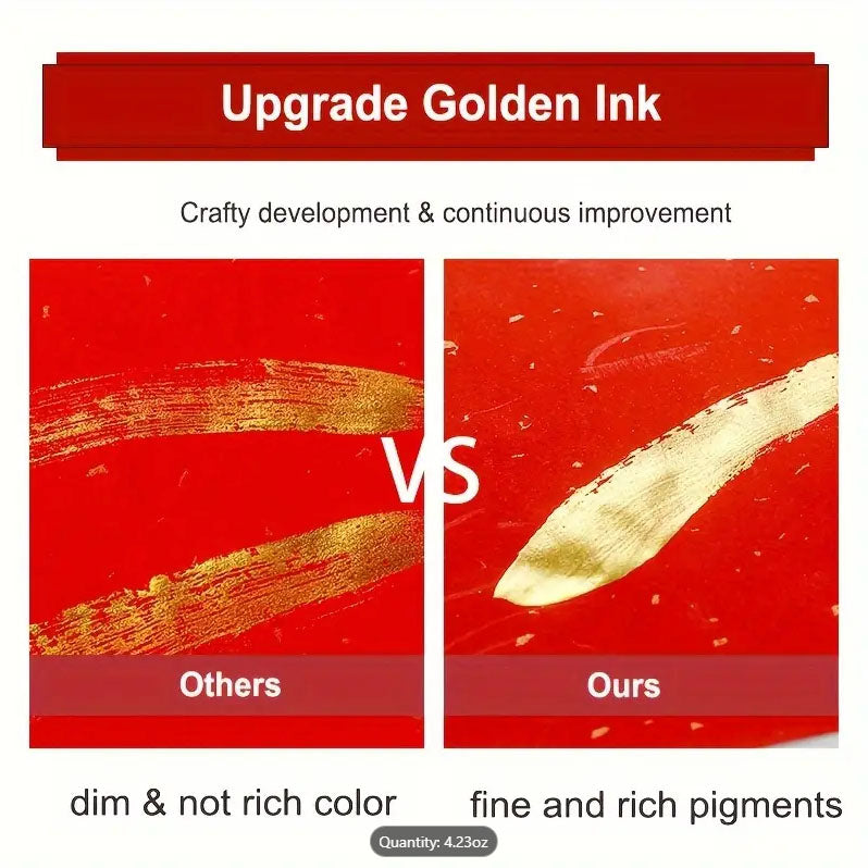 Golden Liquid Ink for Chinese Brush Painting and Calligraphy (4.23oz)