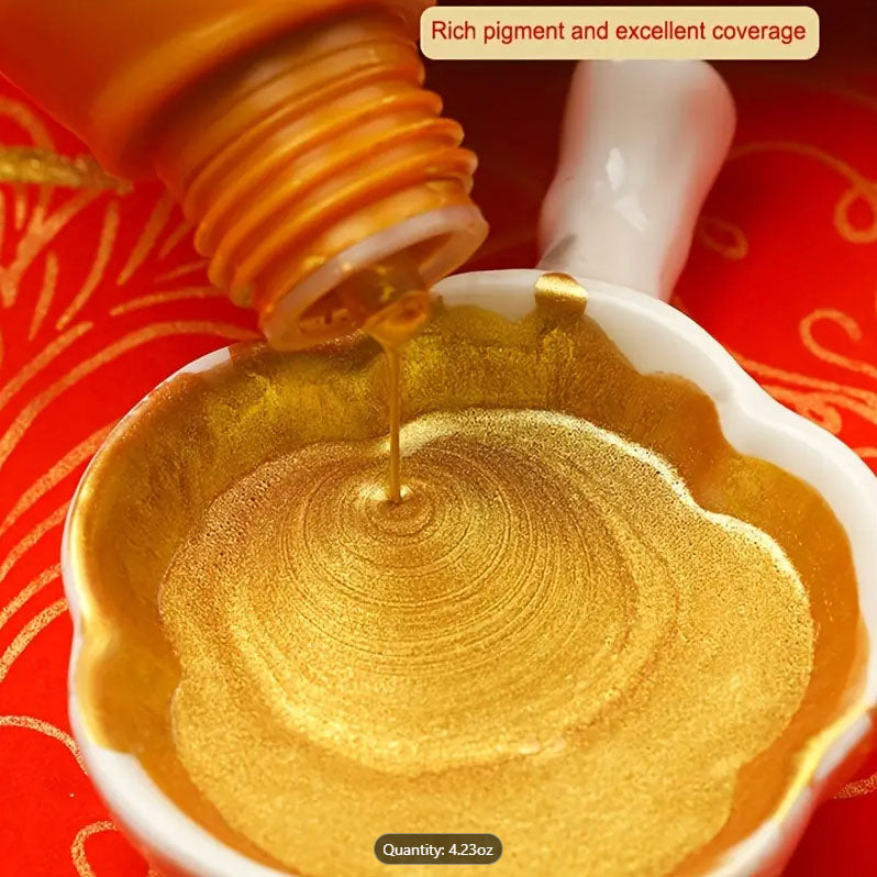Golden Liquid Ink for Chinese Brush Painting and Calligraphy (4.23oz)