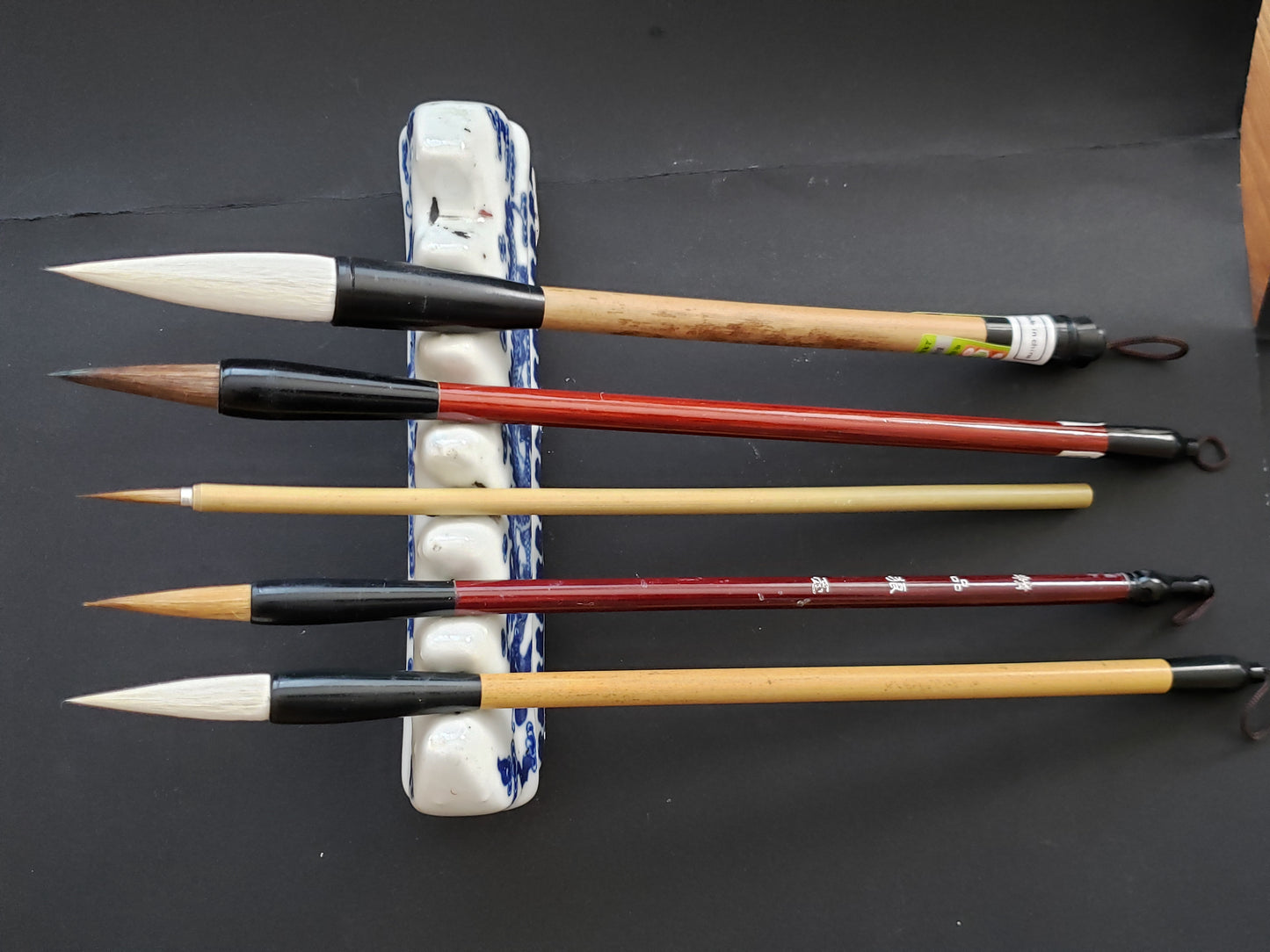 Set of Five Essential Brushes for Chinese Brush Painting and Calligraphy
