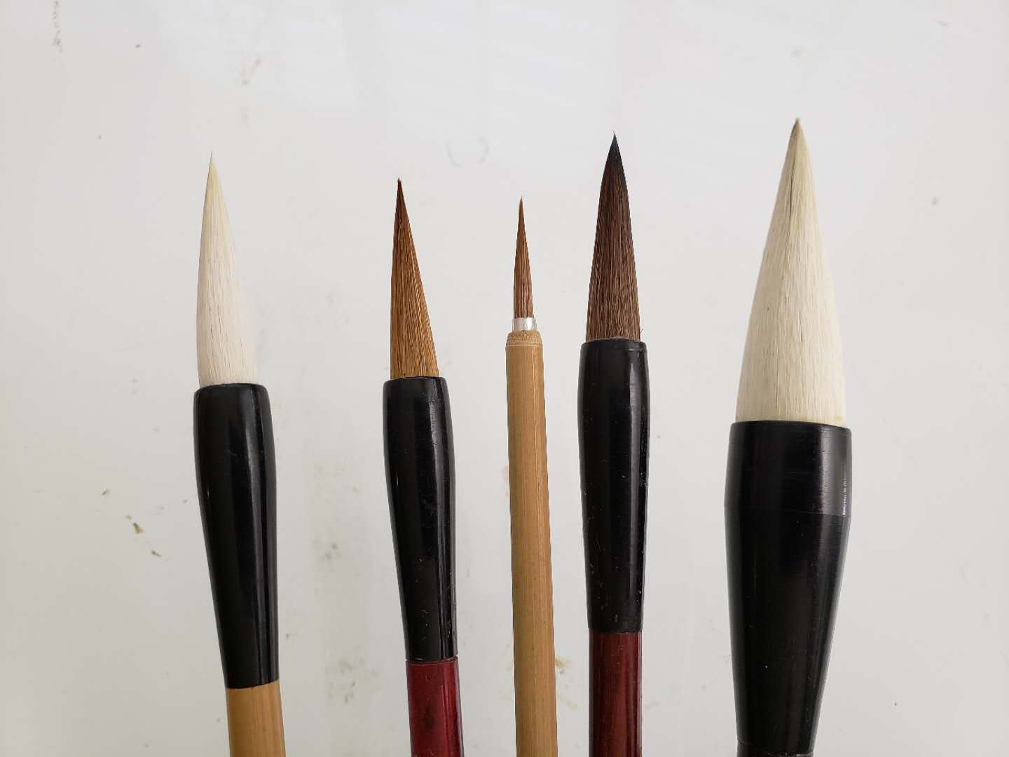 Set of Five Essential Brushes for Chinese Brush Painting and Calligraphy
