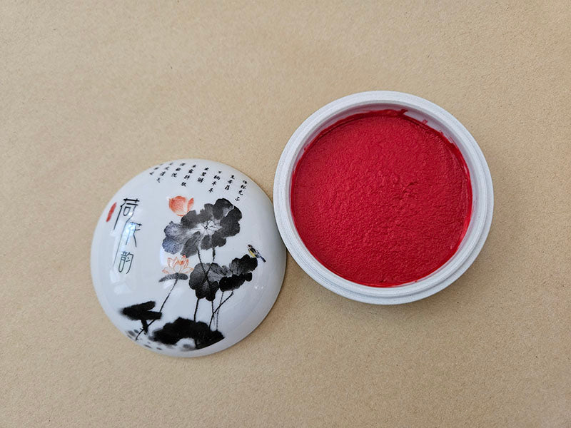 20g Red Seal Paste in Lotus Flower Porcelain Box