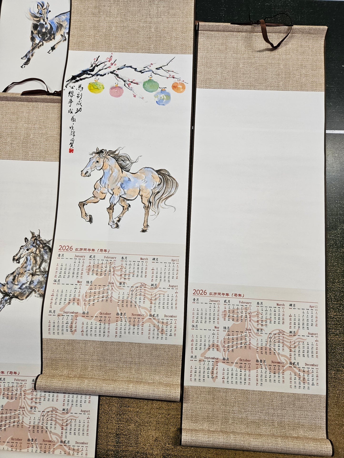 Blank 2026 Calendar Scroll – 18" x 12" Sized Xuan Painting Area