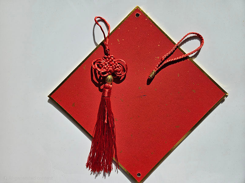 6.5" Red Diamond Hanging Board with Tassel – Professional Double-Sided Cardboard Fai Chun for Chinese Painting & Calligraphy