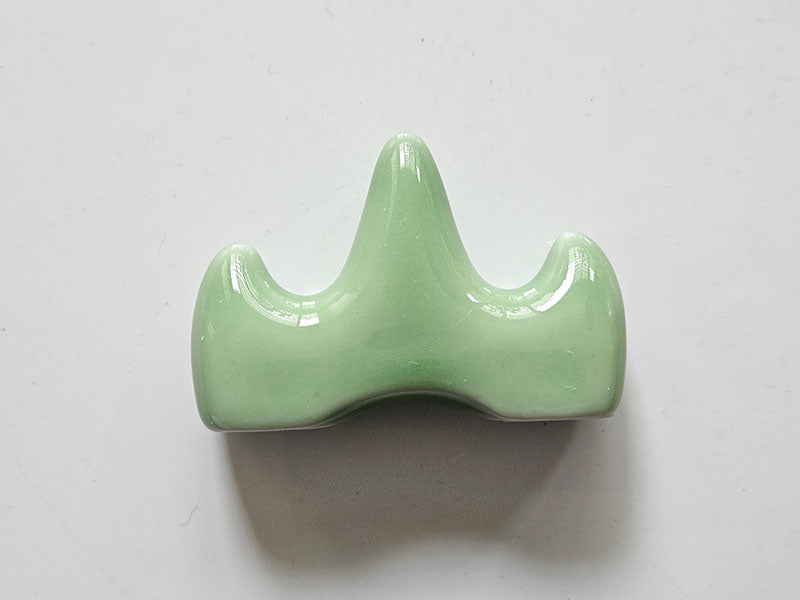 Celadon Porcelain Brush Rest – 2-Slot Bi Shan Brush Mountain