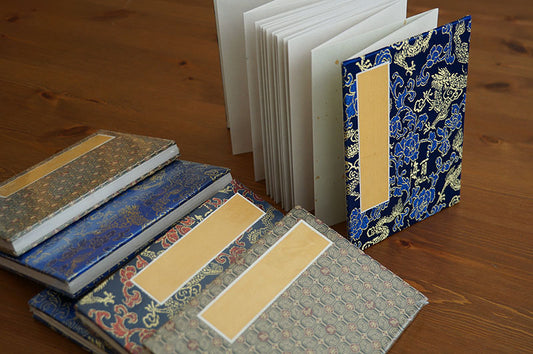 Handcrafted Accordion Book with Fabric Cover – Chinese Rice Paper Journal (Multiple Sizes)