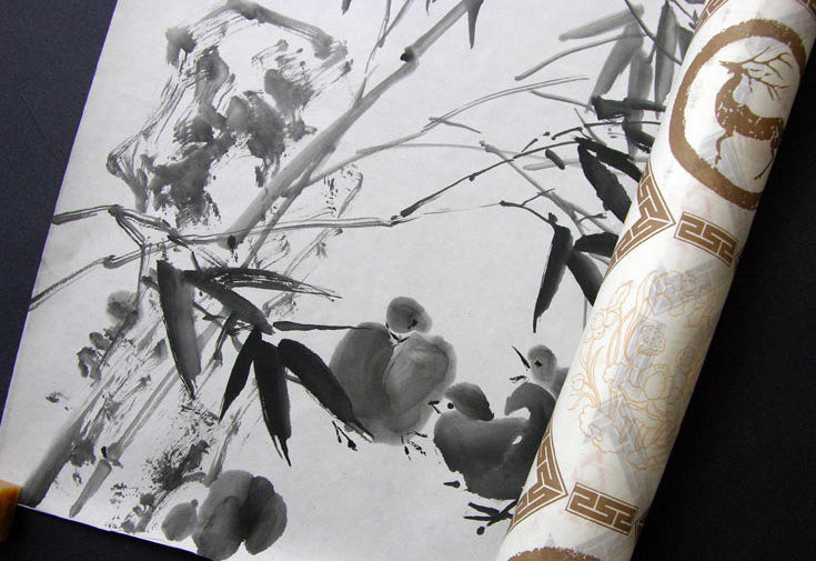 Water Star Brand Rice Paper Roll – Unsized White Xuan Paper, 13.5" × 787" / 34.5 cm × 20 m