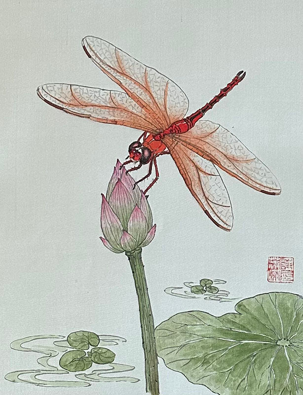 Dragonfly on a Lotus Gongbi Painting Workshop with Victoria 0818