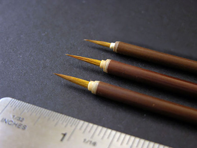 The Tiny "Insect & Detail" Wolf Hair Precision Brush Series - sold individually or as a set